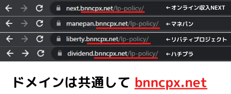 ドメイン情報を比較