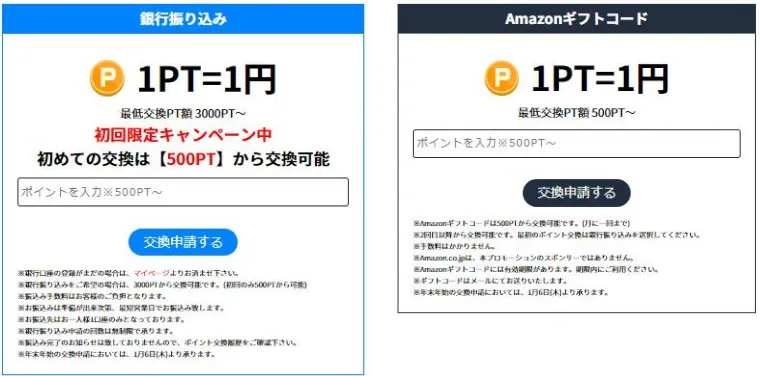 ポイントの清算方法