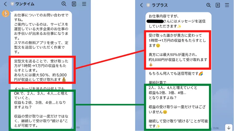 ワンタイムとラプラスから届く案内を比較