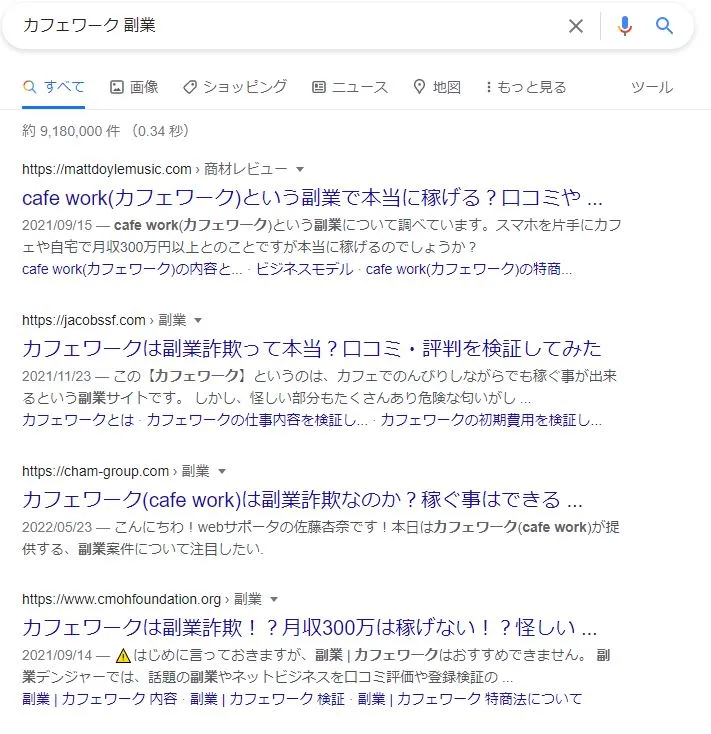 カフェワークの口コミや評判